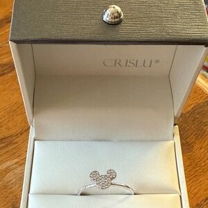 NEW Mickey Mouse Sterling/Platinum Ring by CRISLU size 8 in Gift Box